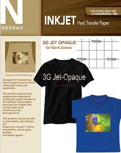Neenah 3G Jet Opaque Heat Transfer Paper for Dark Colors 8.5x11 (20 sheets) - Picture 1 of 6