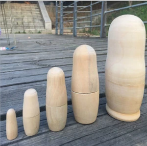 5 Stck. Zum Selbermachen unbemalt leer Holz Embryo russische verschachtelte Puppen Matroschka Spielzeug Geschenk - Bild 1 von 2