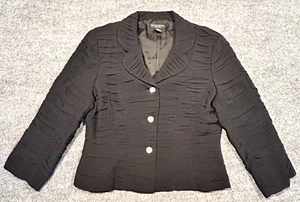Spencer Jeremy Womens Petite Blazer Jacket Size 12P Black 100% Silk Dressy - Picture 1 of 13