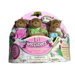 Li'l Woodzeez Healthnuggle Bear Family Miniature Animal Figurine Set of 5 - Picture 1 of 2