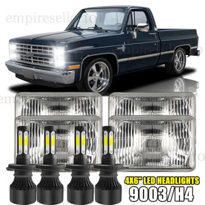 4PCS 4"X6" LED Headlights High-Lo Beam For Chevy C10 Pickup 1981-87 Ford Mustang - Image 1 of 4