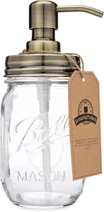Mason Jar Soap Dispenser - Brass - with 16 Ounce Ball Maosn Jar - Made from Rust - Picture 1 of 4