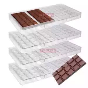 Stampi per cioccolato in policarbonato rettangolare forma barretta caramelle stampo per caramelle set 4 pezzi - Foto 1 di 4
