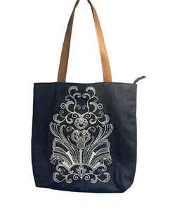 ANABAGLISH Jean Embroidered Market Bag Tote Purse Large Leather Shoulder Strap - Picture 1 of 9