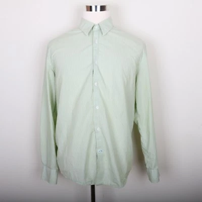 Express Striped Button Down Casual Dress Shirt Men XL Green White - Image 1 of 4