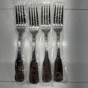 World Tableware COQUILLE Shell Dinner Forks Stainless Set Of 4 NEW - Picture 1 of 6