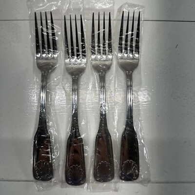 World Tableware COQUILLE Shell Dinner Forks Stainless Set Of 4 NEW - Image 1 of 4