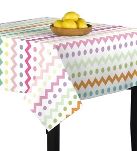 Easter Chevron & Dots Square Tablecloth Assorted Sizes - Picture 1 of 1