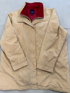 Basic Editions Coat Womens XXL Khaki Full Zip Quited Tie Waist Trench Collared - Picture 1 of 5