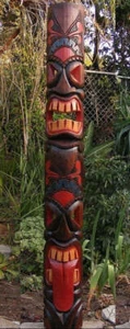 Tótem Tiki 2 Mascarilla Madera Rostro Tropical Bar Patio Decoración 60"x 7 pulgadas - Imagen 1 de 2
