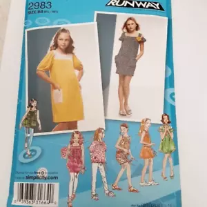 SIMPLICITY #2983 sewing pattern project runway dress tops girls - Picture 1 of 2