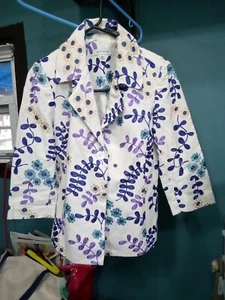 David rooks Linen Floral Embroidered Women’s Blazer Size 4 Career Business - Picture 1 of 9