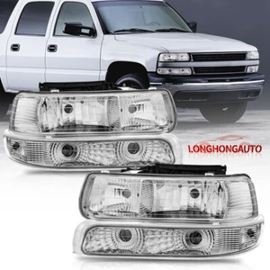 Headlights & Bumper Signal Lamps For Chevy Silverado Suburban 1500 2500 Tahoe - Picture 1 of 16