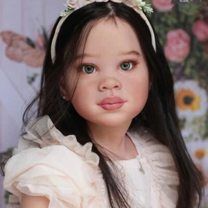 46 Zoll handgefertigte Reborn Puppe Kits unvollendet Kleinkind Mädchen lange Haare Stoffkörper Geschenk - Bild 1 von 4