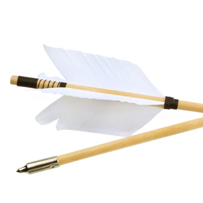 32" Archery Flu-Flu Arrow 8.5mm Traditional Wooden 4 Turkey Feather Longbow Hunt - Image 1 of 4