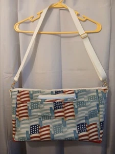 Neu patriotisch Sterne & Streifen USA Sling Crossbody Handtasche Schultertasche groß 18x9 - Bild 1 von 11