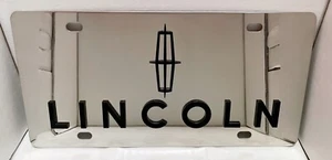 Lincoln emblem chrome stainless steel vanity license plate tag black - Foto 1 di 4