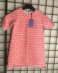 Rich NEW NWT Pink Coral/white by Brand Kipp Hi/Low Hem-full lined Dress Sz 4Y - Picture 1 of 9