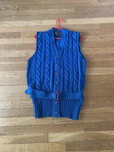 Towncraft Penneys Woman Sweater Tank Size M Blue Funky Retro Wool VTG 70s - Picture 1 of 11