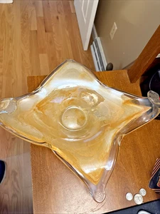 Cuenco de vidrio de Murano vintage grande años 70 ámbar dorado arte - Imagen 1 de 14
