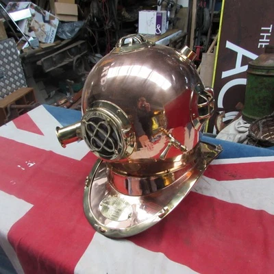Vintage Brass FULL SIZE  Diving Helmet Deep Sea Navy Diver Marine Decor - Image 1 of 4