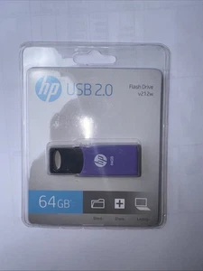 Genuine HP 64GB USB 2.0 Flash Drive Capless Design v212w Purple Portable Flash - Picture 1 of 3