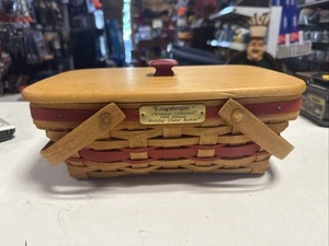 Longaberger Colección Navidad Edición 1996 Cesta de Alegría de Vacaciones con Tapa - Imagen 1 de 10