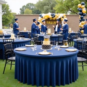 Htper 8 Pack Navy Blue Spandex Round Tablecloths for 60 inch Table Wrinkle Fr... - Picture 1 of 7