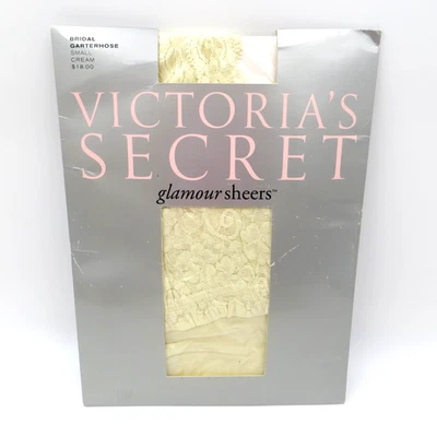 NOS Victoria's Secret Glamour Sheers Sm CREAM Bridal Garterhose Stockings - Image 1 of 4