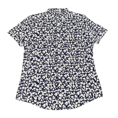ASOS Design Stretch Slim Shirt in Navy Ditsy Floral, Size 2XL Long - Image 1 of 4