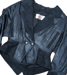 Vintage Adler Damen Crop Leder Bolero Biker Jacke Gr. S 80er Whimsigoth Steampunk - Bild 1 von 10