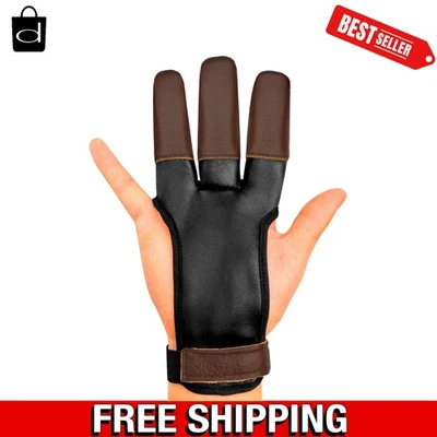 Three Finger Archery Glove - Durable Leather Protector for Men, Women & Youth - Image 1 of 4