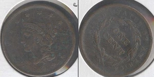 1840 Large Cent Braided Hair Choice VF - Picture 1 of 1