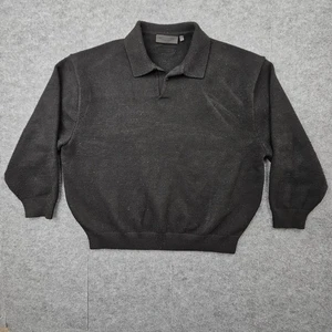 Essentials Sweater Mens Medium Black Polo Knit Pullover Long Sleeve Casual Baggy - Picture 1 of 7