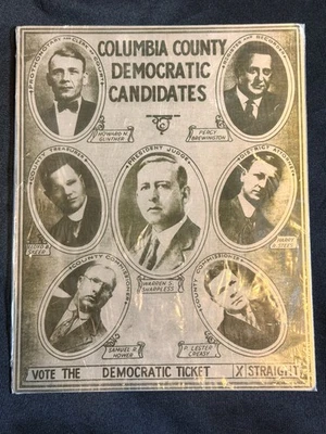 Placa de impresión de cartel de elecciones políticas antiguo condado de Columbia Pennsylvania PA de colección - Imagen 1 de 2