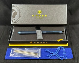 CROSS TECH3+ BRUSHED DARK BLUE PVD MULTI PEN Red Black Ink & Pencil #AT0090-25 - Picture 1 of 12