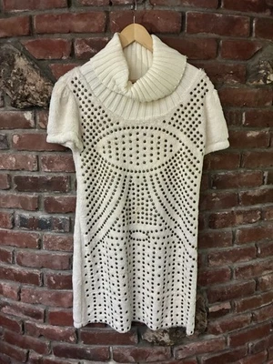 Vestido Roberto Cavali Y2K Vintage Años 2000 Talla L Imitación Piel Tachonado Cuello Tortuga Foto 1 de 4