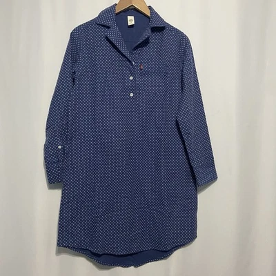 Acogedor vestido camisero pijama a lunares azul manga larga Levis para mujer Foto 1 de 4