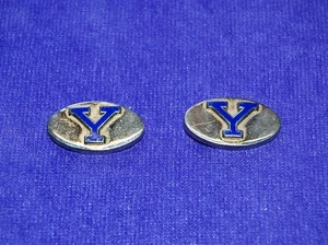 Gemelos vintage en tono dorado con letra azul "Y", posiblemente para Yale Univ.? - Imagen 1 de 2