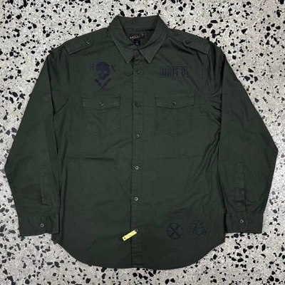 CAMISA VINTAGE Y2K HELIX UNIT 8 OLIVA ABOTONADA: Foto 1 de 4