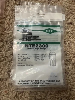 NTE2300 - T-NPN, Si, HV Horizontal Output - Image 1 of 2