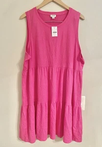 J. nuova con etichetta Crew Mini Abito Donna Senza Maniche Cotone Popeline Livelli Rosa TG XL - Foto 1 di 9
