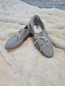Acycl UGG Silver Sparkle Size 7 Wedge Espardrille Lace Up - Picture 1 of 6