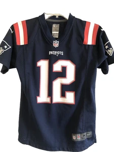 Nike Tom Brady New England Patriots Jersey Boys Blue Medium On Field New - Picture 1 of 5