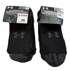 Under Armour Performance Tech Crew Socks X6 Pairs Black Size UK 4-7.5 New - Picture 1 of 3