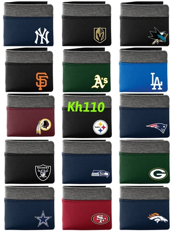 NFL, MLB, NHL Team Pebble Bi Fold Wallet Cover