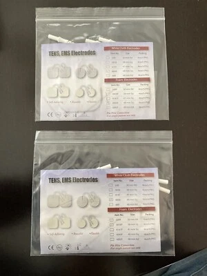 Bio-Protech TENS,EMS Cloth Electrodes 48mm White Square Wired 4848- Two 4 Packs - Image 1 of 3