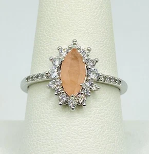 Bomb Party RBP6355 Never Stop Shining Lab Peach Topaz w/Genuine Quartz Ring Sz 9 - Picture 1 of 3