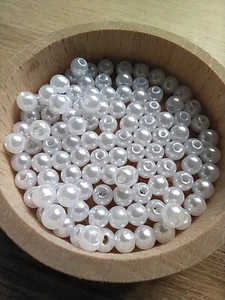 100x 3mm White Faux Pearls Beads Sewing Supplies Dolls Wedding Pearls Bride - Picture 1 of 4