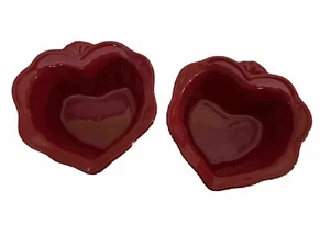 2 Heart Shaped Ramekins Stoneware Baking Dishes 5”x5”x3” Princess House - Picture 1 of 11